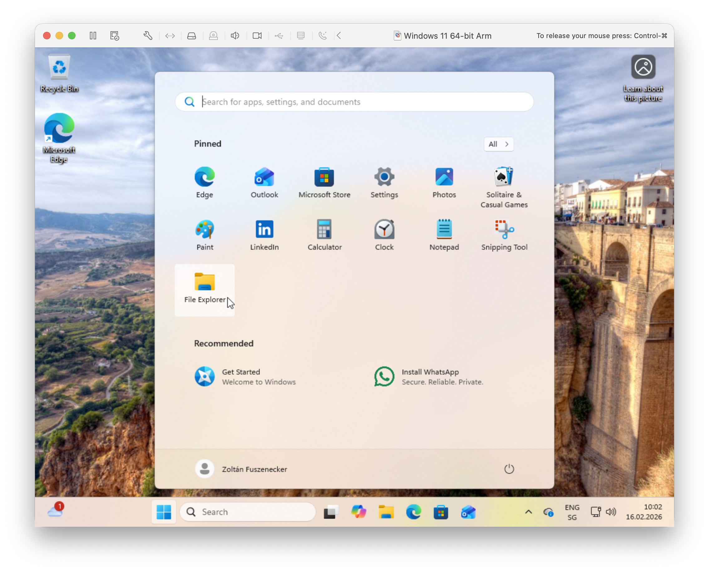 Opened Windows 7 start menu